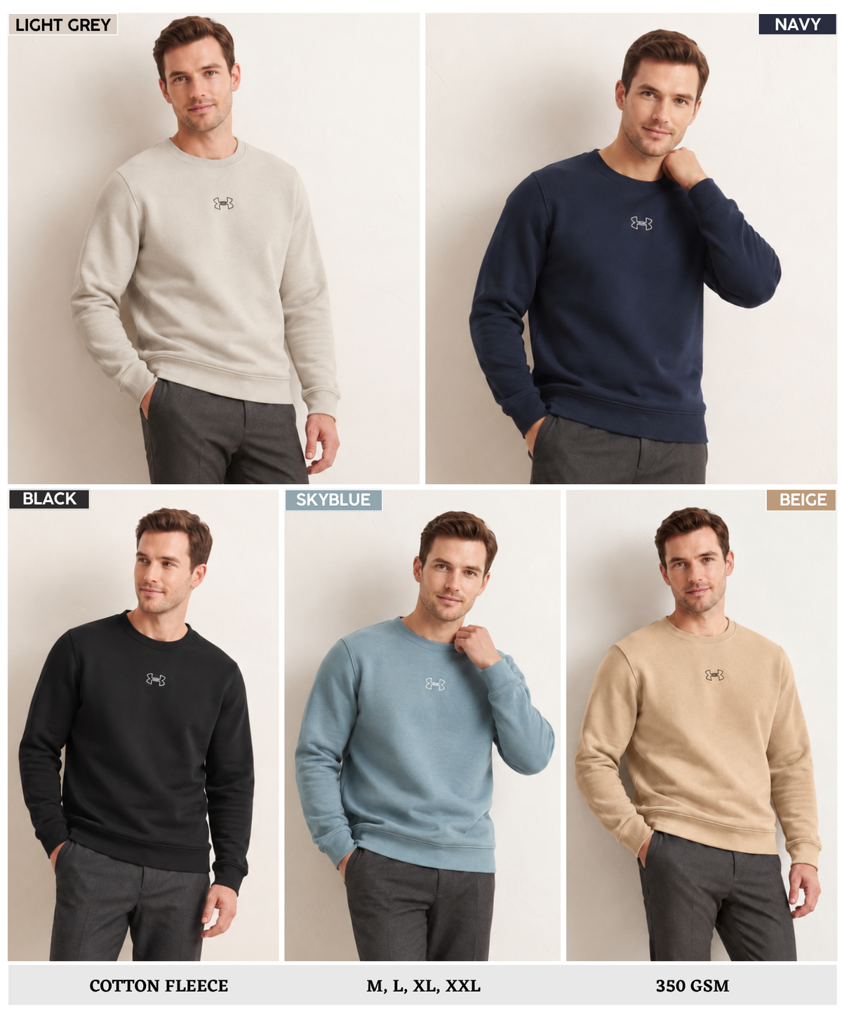 Premium Quality 3 Thread Cotton Fleece Round Neck Sweatshirt (GSM 350) | DOD