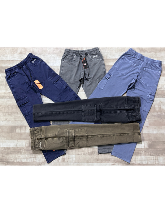 Premium Quality 100% Cotton Lycra Lower (GSM 280)- Denim Style Cargo