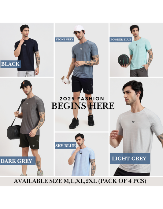 Pin Point Knit Lycra 6 Thread Stitching T-shirts
