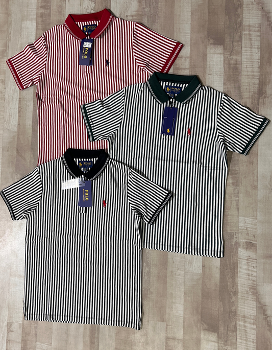 Premium Quality 100% Cotton Jacquard Strip Polo T-Shirts (GSM 190-200)
