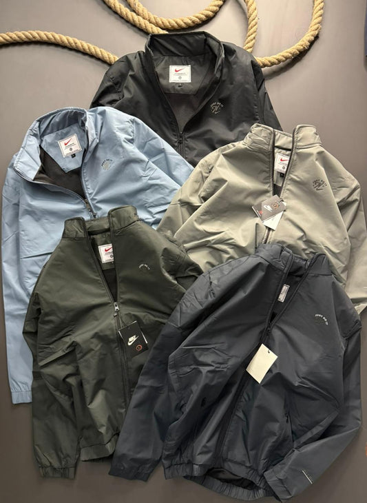 Imported 50D Spandex Waterproof Windcheater ( Gsm 350 , Rice-knit fabric inside )