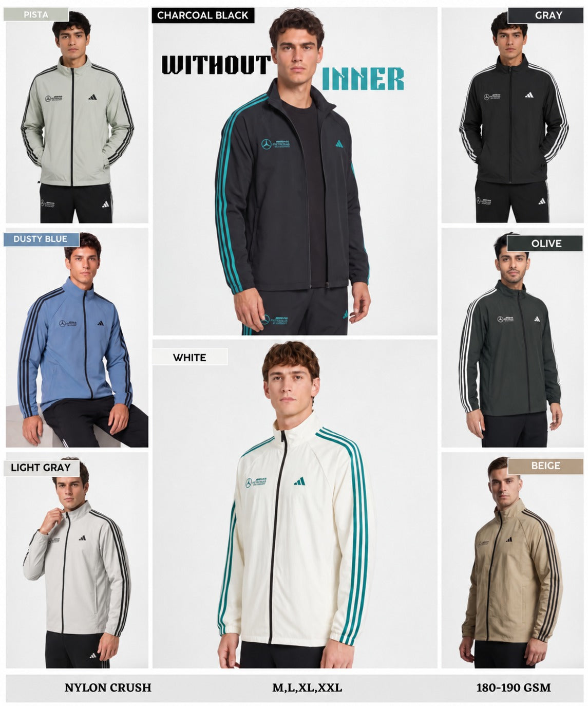 Men's Premium Imported Nylon crush  Lycra Sports Jacket | Without Inner Fabric