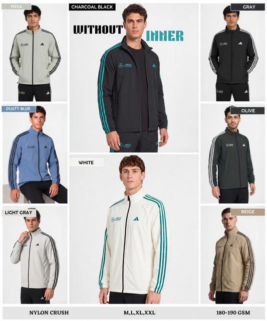 Men's Premium Imported Nylon crush  Lycra Sports Jacket | Without Inner Fabric