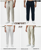 Men’s Comfort Fit Linen Pants – Striped Design | 1 Side Zipper Pocket & 1 Side Open Cross Pocket