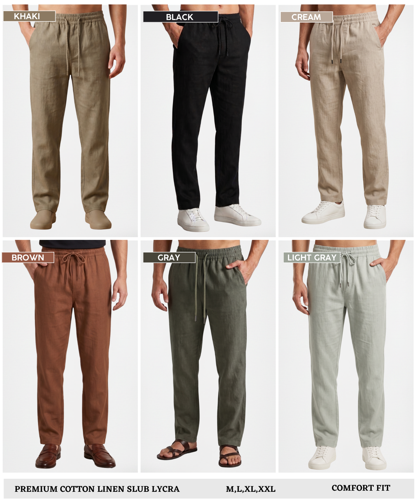 Premium Cotton Linen Slub Lycra Casual Pants – Comfort Fit | DOD