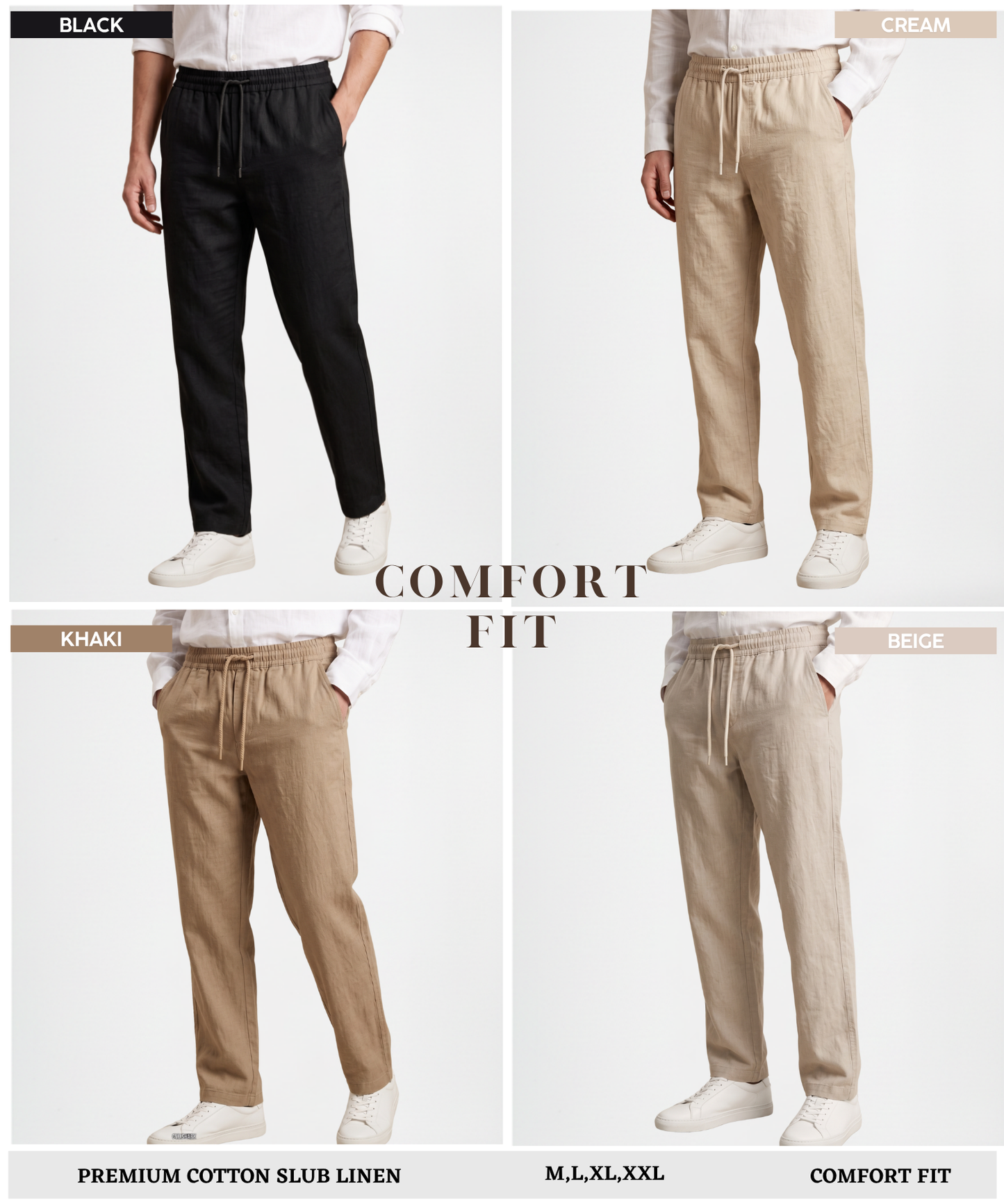 Premium Cotton Linen Slub Lycra Casual Trackpant – Comfort Fit | 1 Side Zipper Pocket & 1 Side Open Cross Pocket