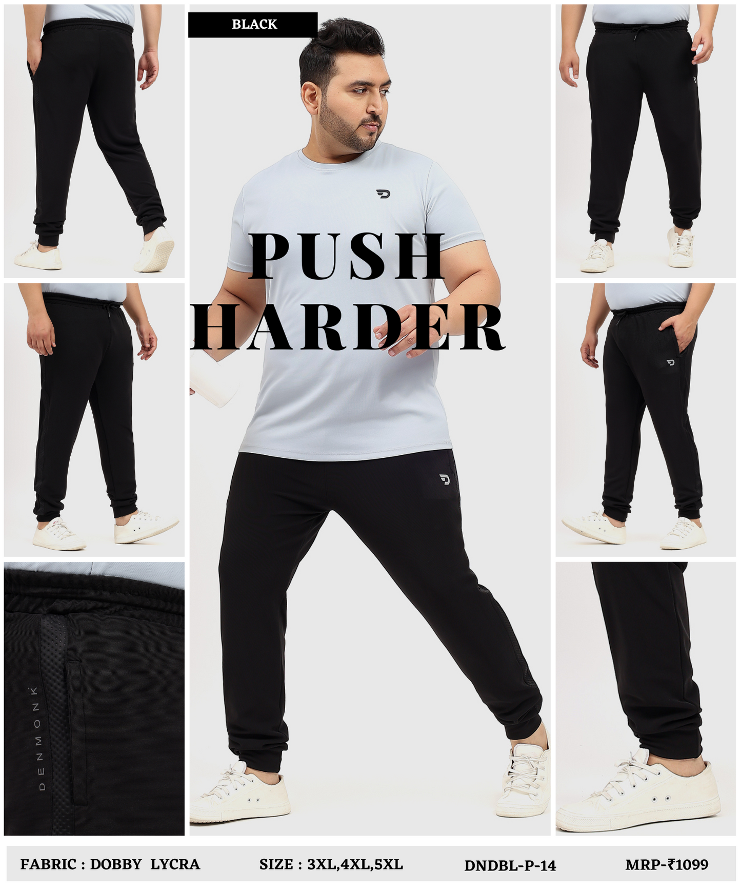 CoreFit – Imported Dobby Lycra | 280 GSM | Full Side Bugdot Patch | Ribbed Hem | Side Seam Pocket | Plus Size Lower