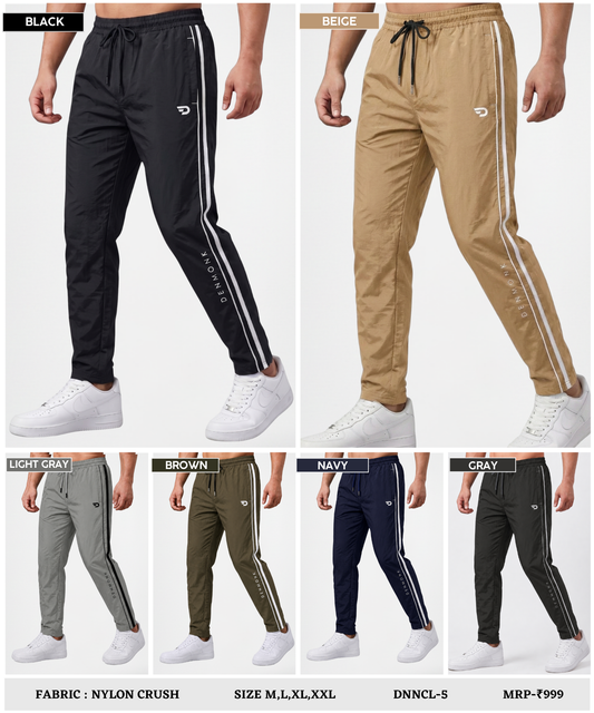 Men’s Imported Nylon Crush Lycra Track Pant with Stylish Double Side Piping