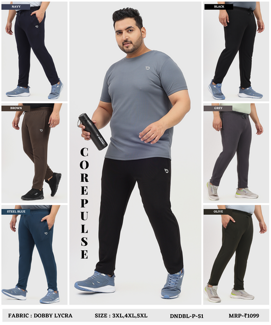 CoreFit Trackpant – Imported Dobby Plus Size Lycra Trackpant |280 GSM | Slim Fit