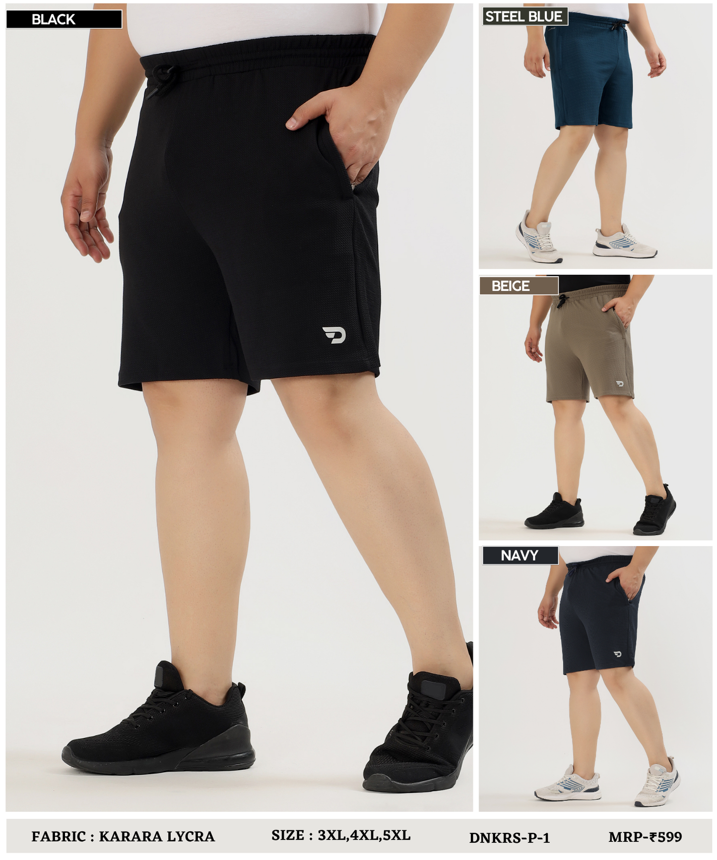 KararaFlex Plus Size Shorts – Imported Karara Lycra (250 GSM)