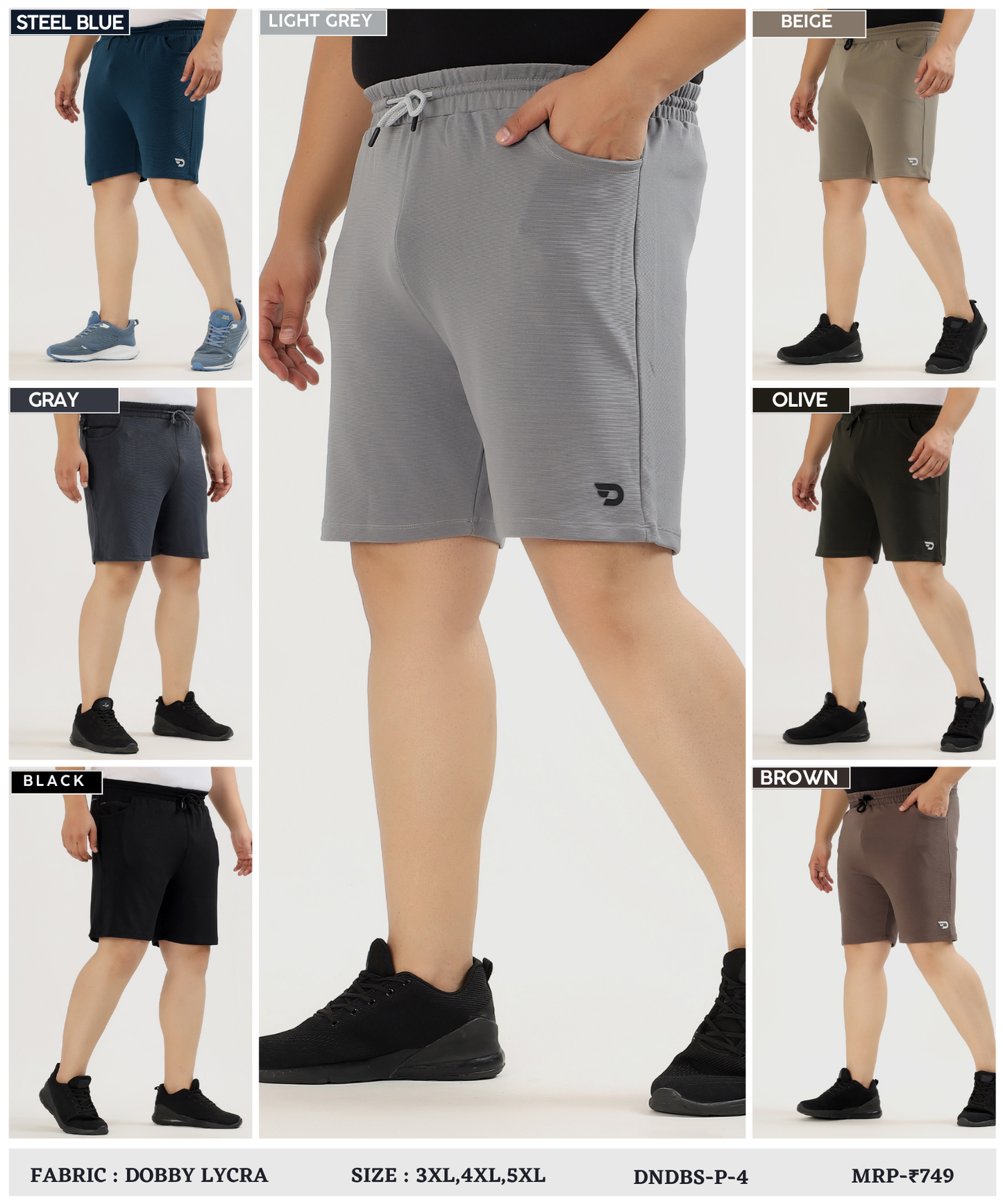 Hybrid Fit Shorts  Plus Size - Imported Dobby Lycra |GSM 250