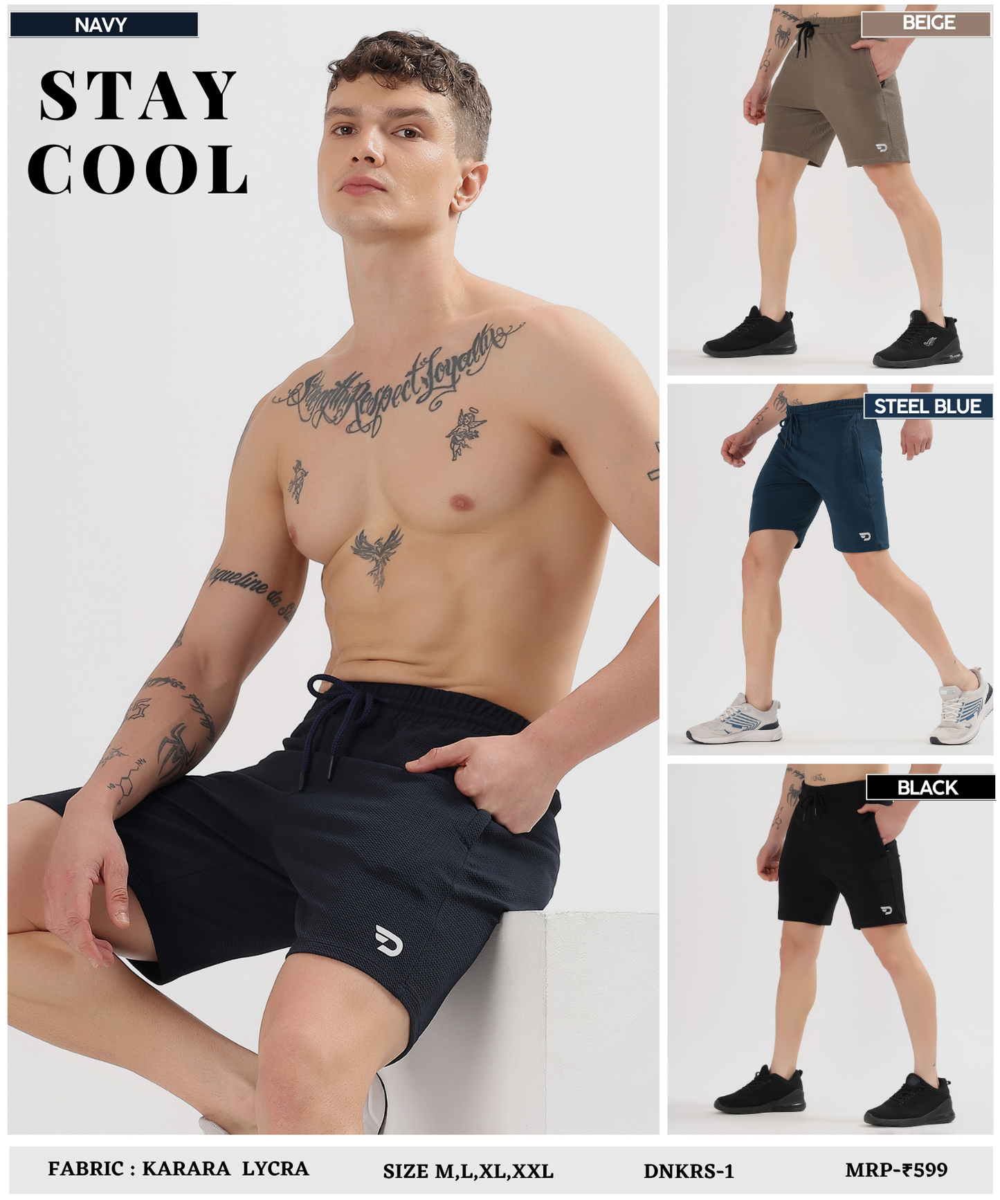ActiveGrid Shorts - Imported Karara Lycra (GSM 250)