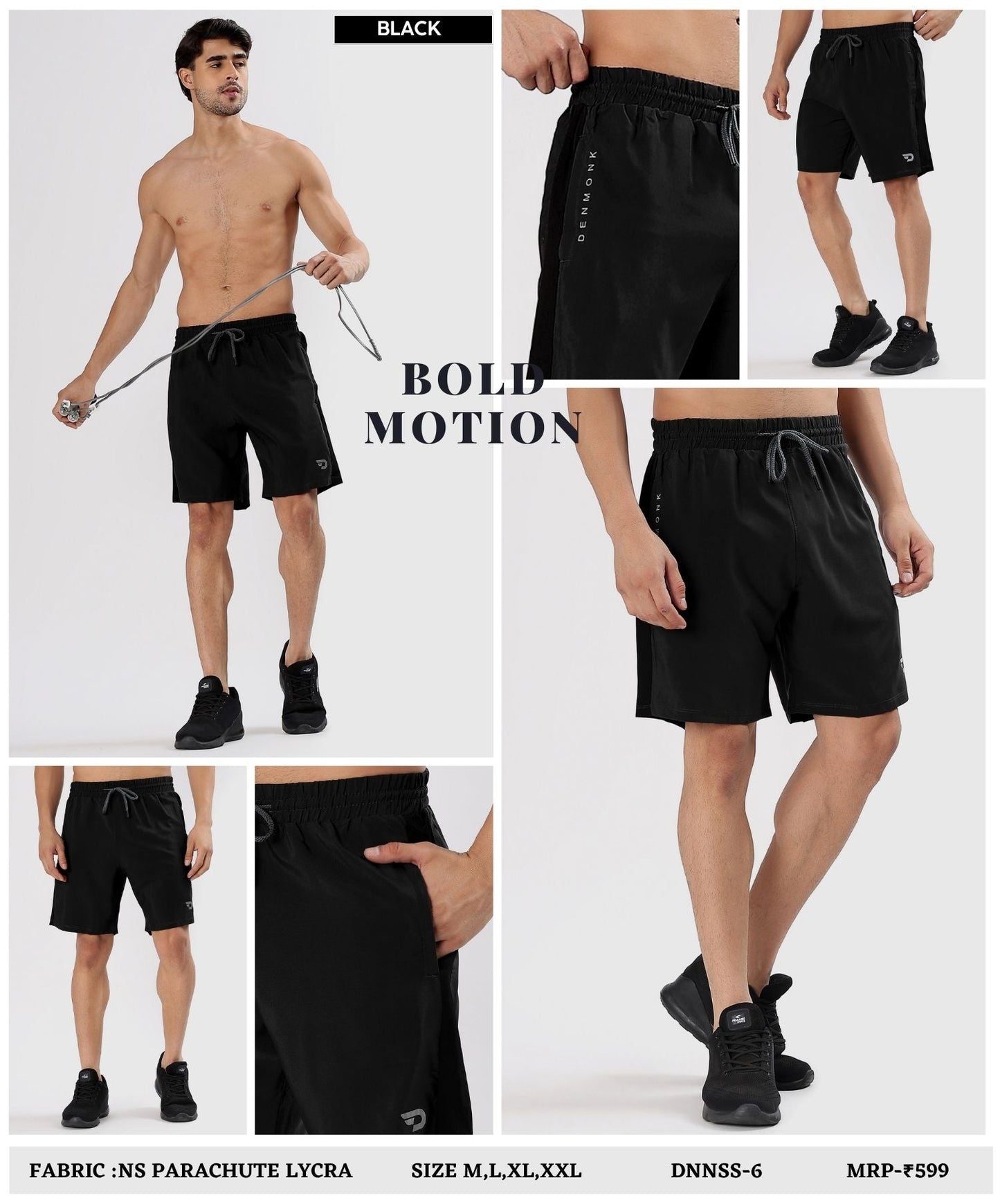 BlockFit Shorts – Imported Ns Parachute Lycra (15% Lycra,130 GSM)