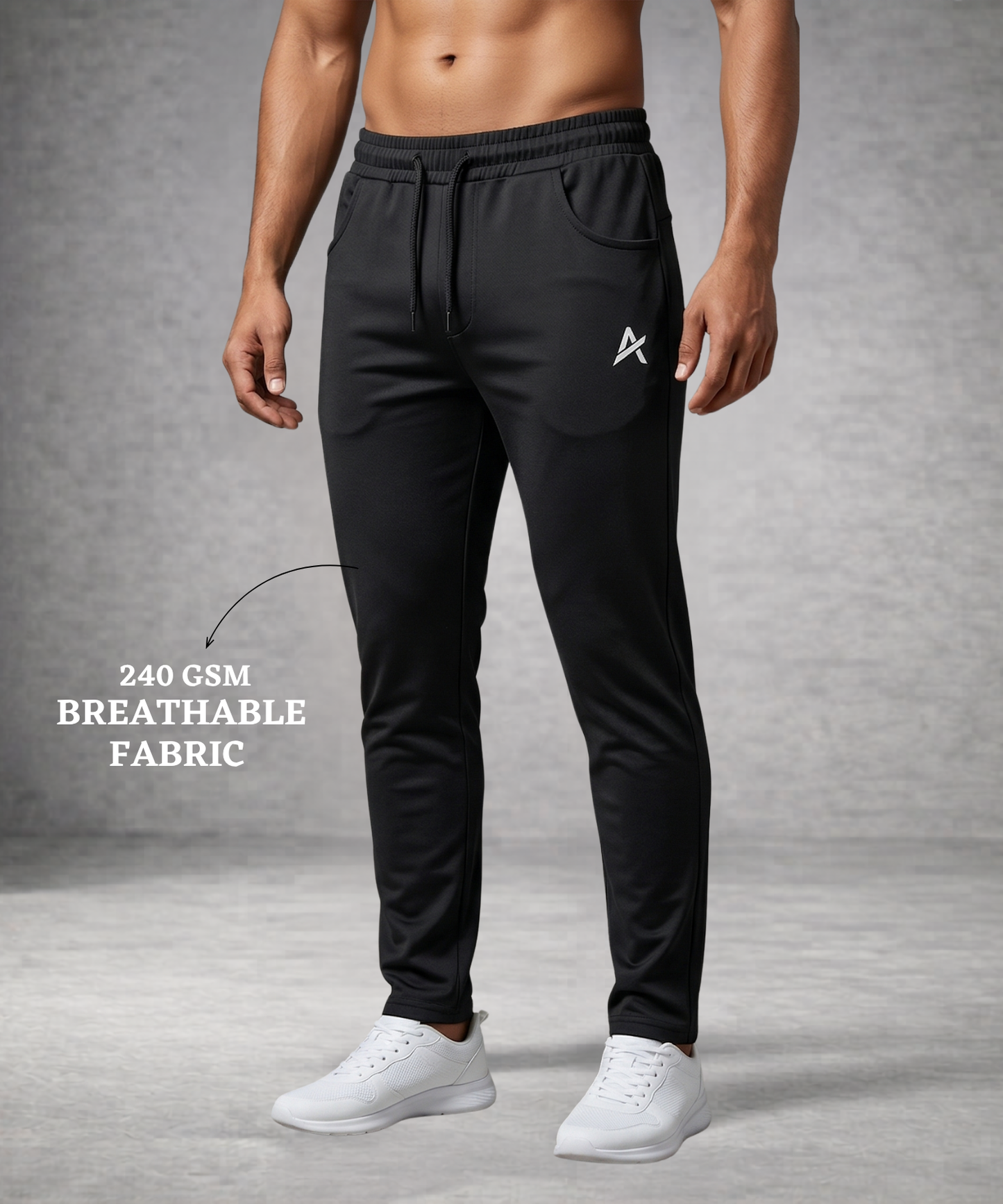 Men’s Imported 4-Way Lycra Track Lower – Heavy Quality | 240 GSM | Slim Fit | Athvix Active wear by Denmonk