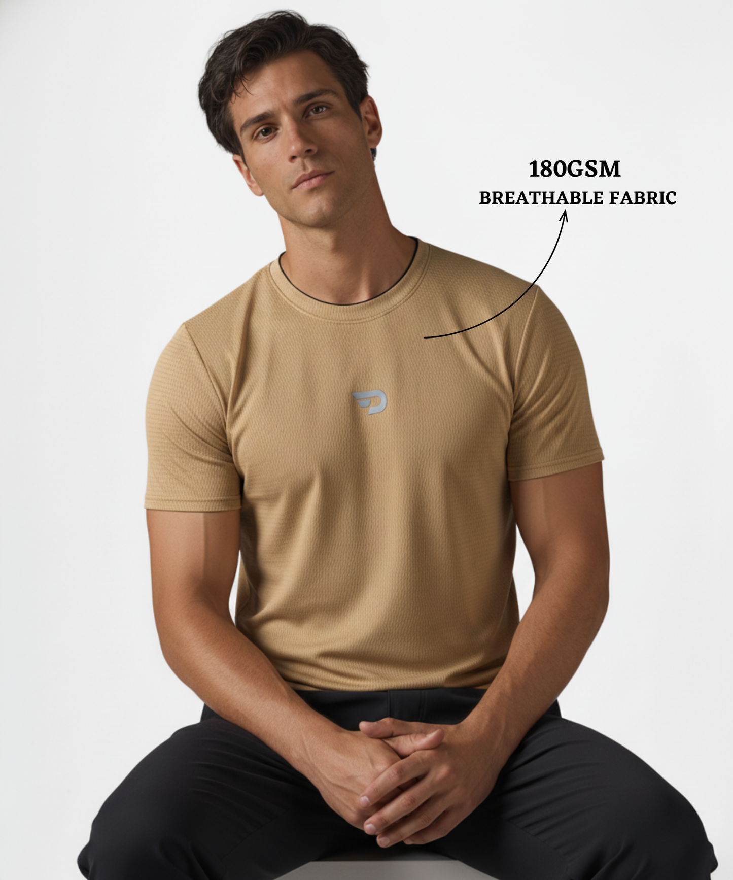 Men’s Imported Mesh Jacquard Lycra Activewear Regular Fit  T-Shirt