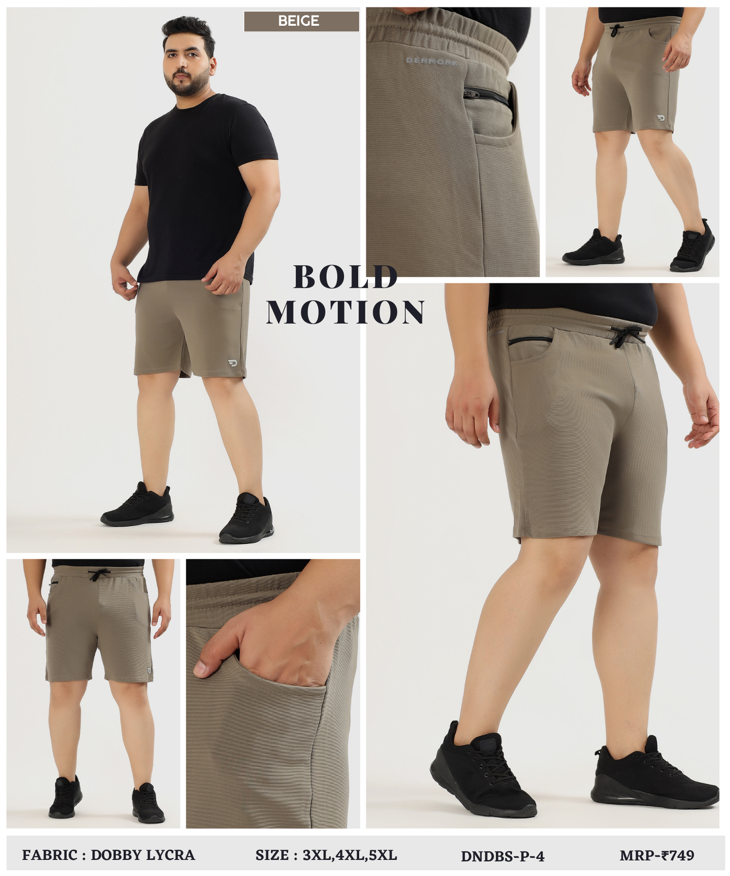 Hybrid Fit Shorts  Plus Size - Imported Dobby Lycra |GSM 250