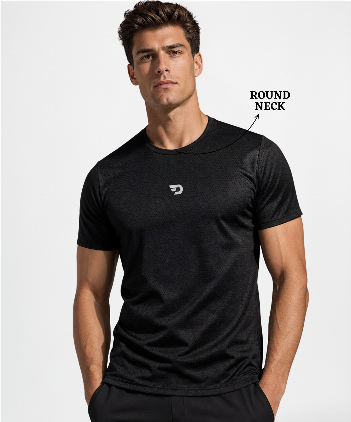 Men’s Imported Mesh Jacquard Lycra Activewear Regular Fit  T-Shirt