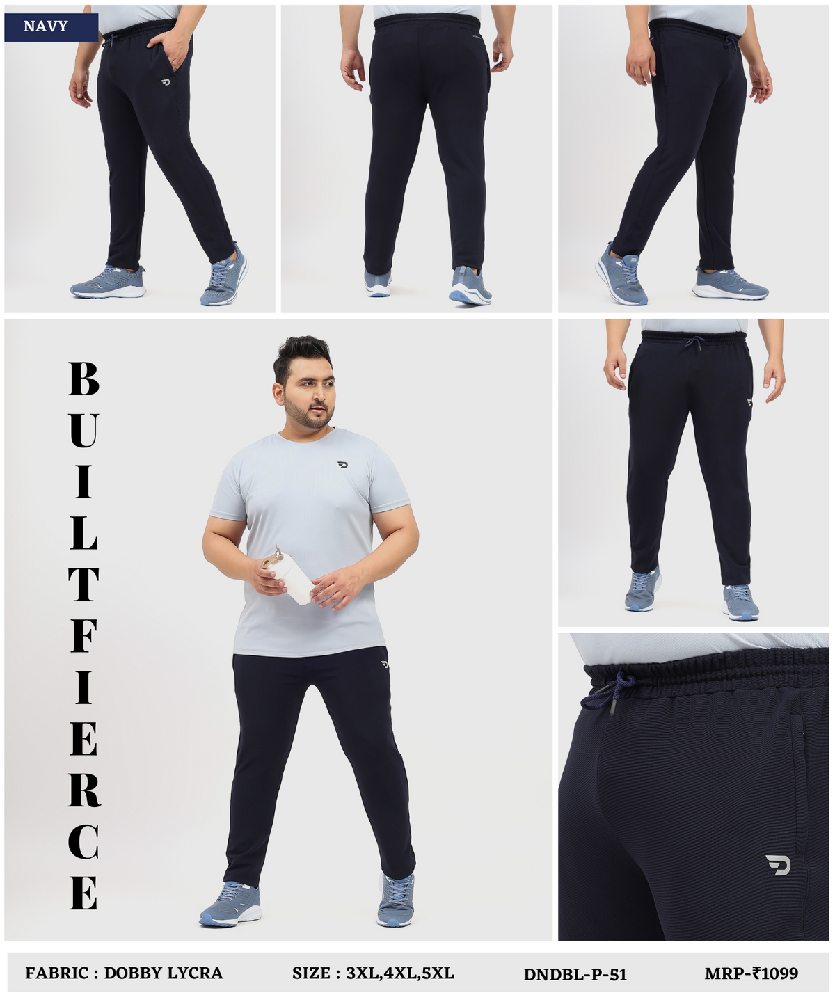 CoreFit Trackpant – Imported Dobby Plus Size Lycra Trackpant |280 GSM | Slim Fit
