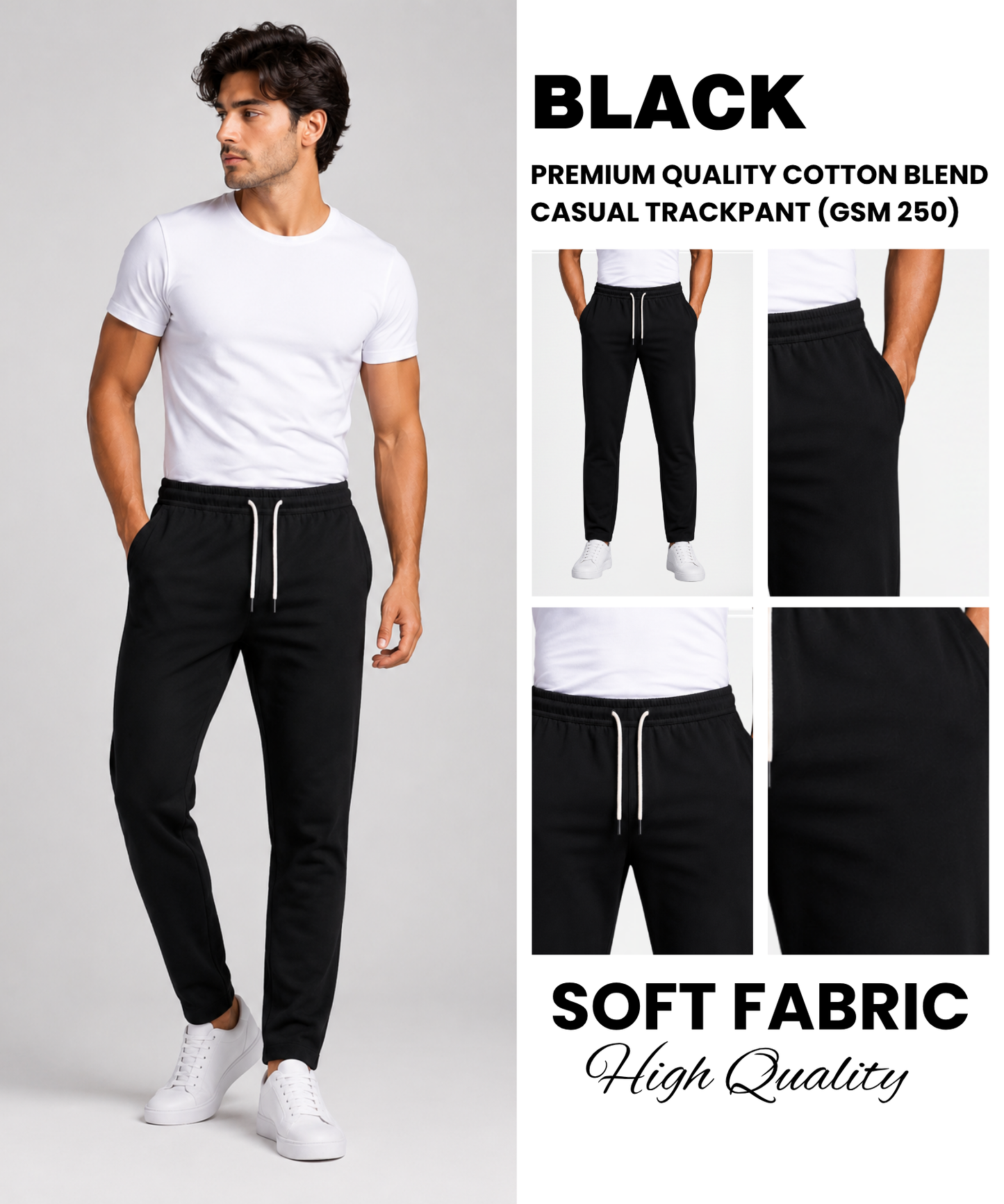 Premium Cotton Blend Casual Track Pants for Men | Comfort Fit TrackPant