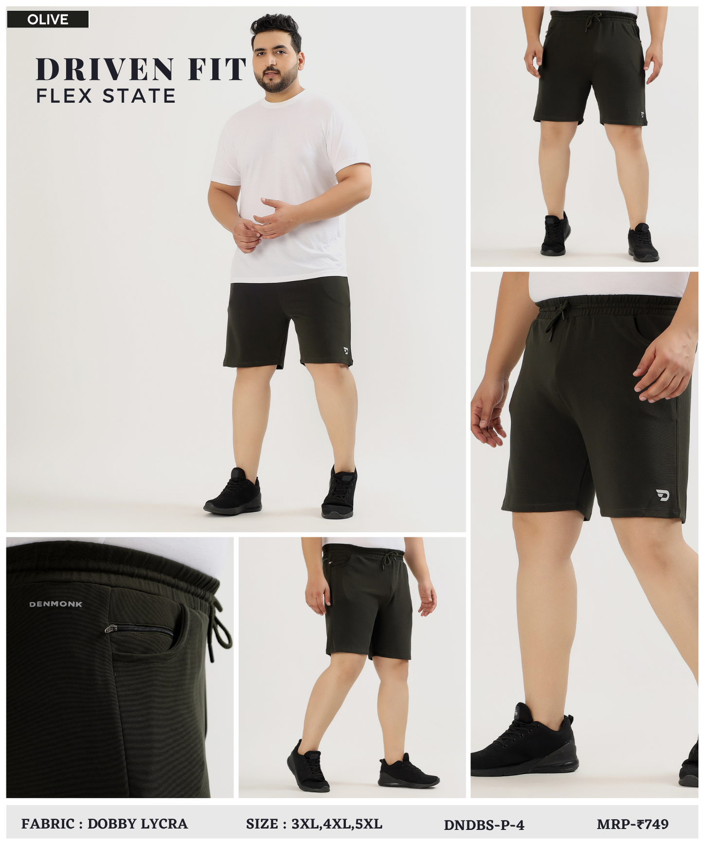Hybrid Fit Shorts  Plus Size - Imported Dobby Lycra |GSM 250