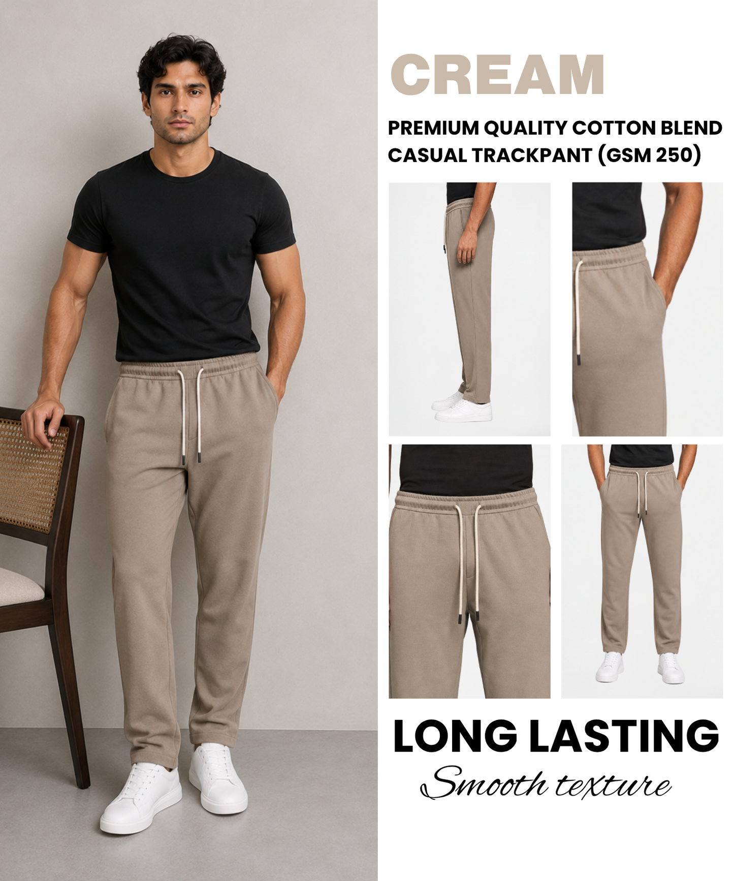 Premium Cotton Blend Casual Track Pants for Men | Comfort Fit TrackPant
