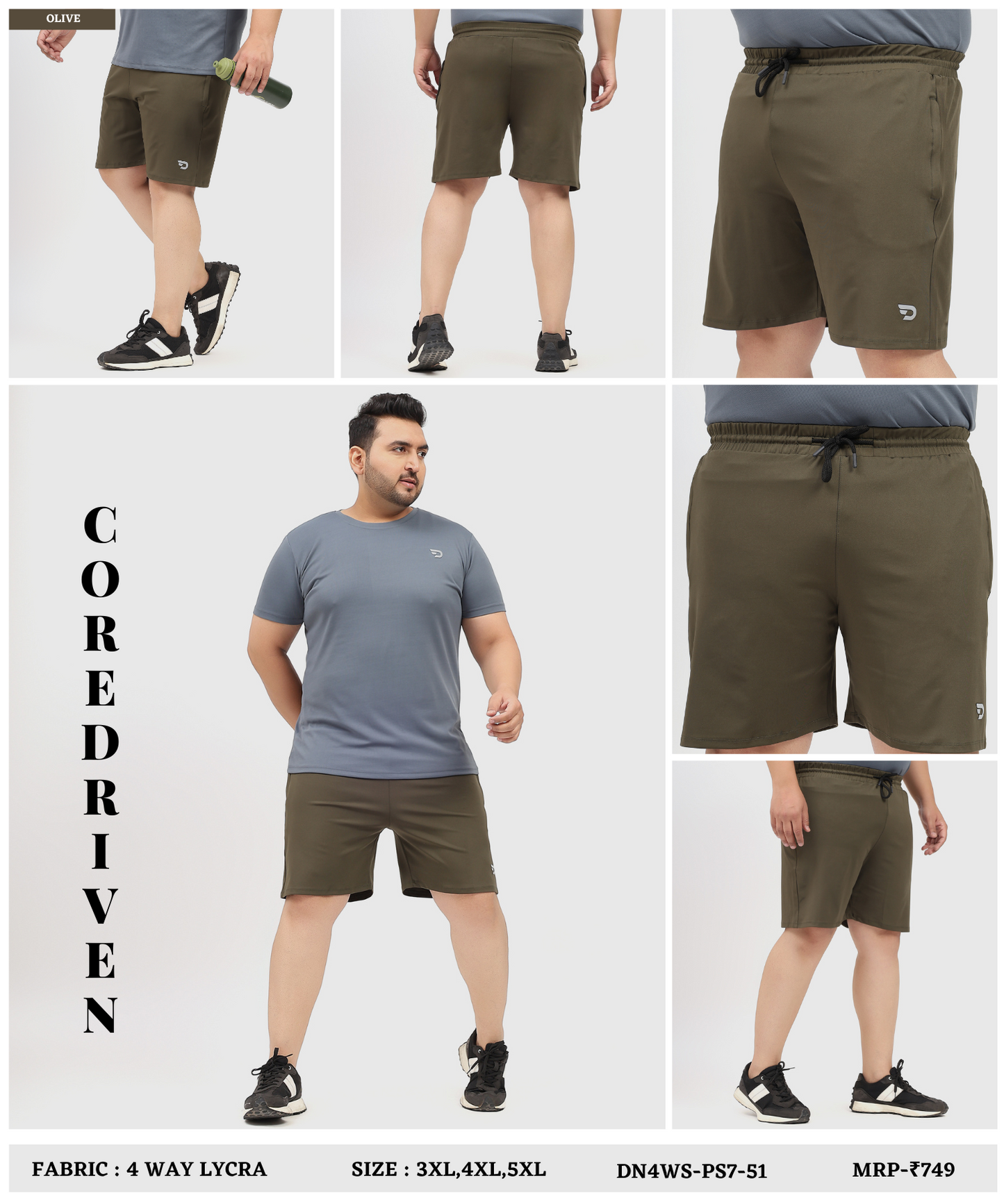 Imported 4way Taiwan Lycra Plus Size Shorts (GSM 250)