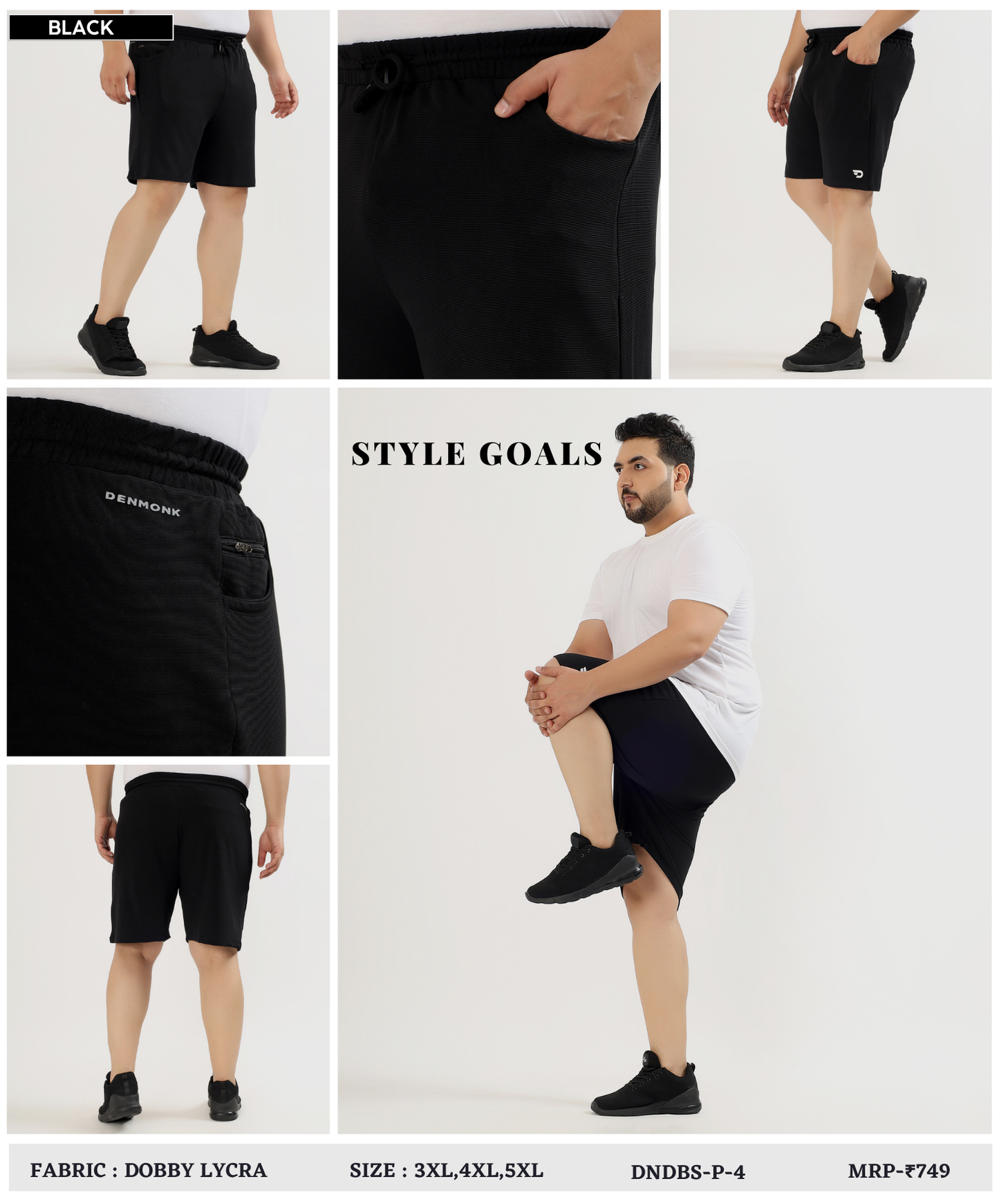 Hybrid Fit Shorts  Plus Size - Imported Dobby Lycra |GSM 250
