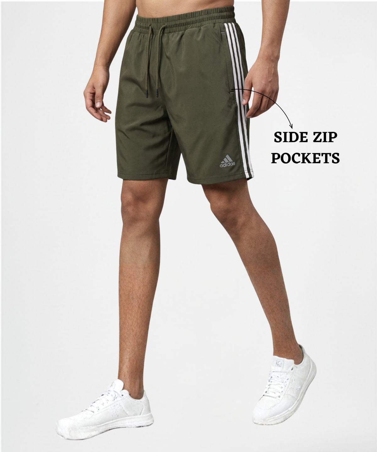 Imported Ns Parachute Lycra Shorts With Three Stripe | 15% Lycra 130 GSM | Regular Fit
