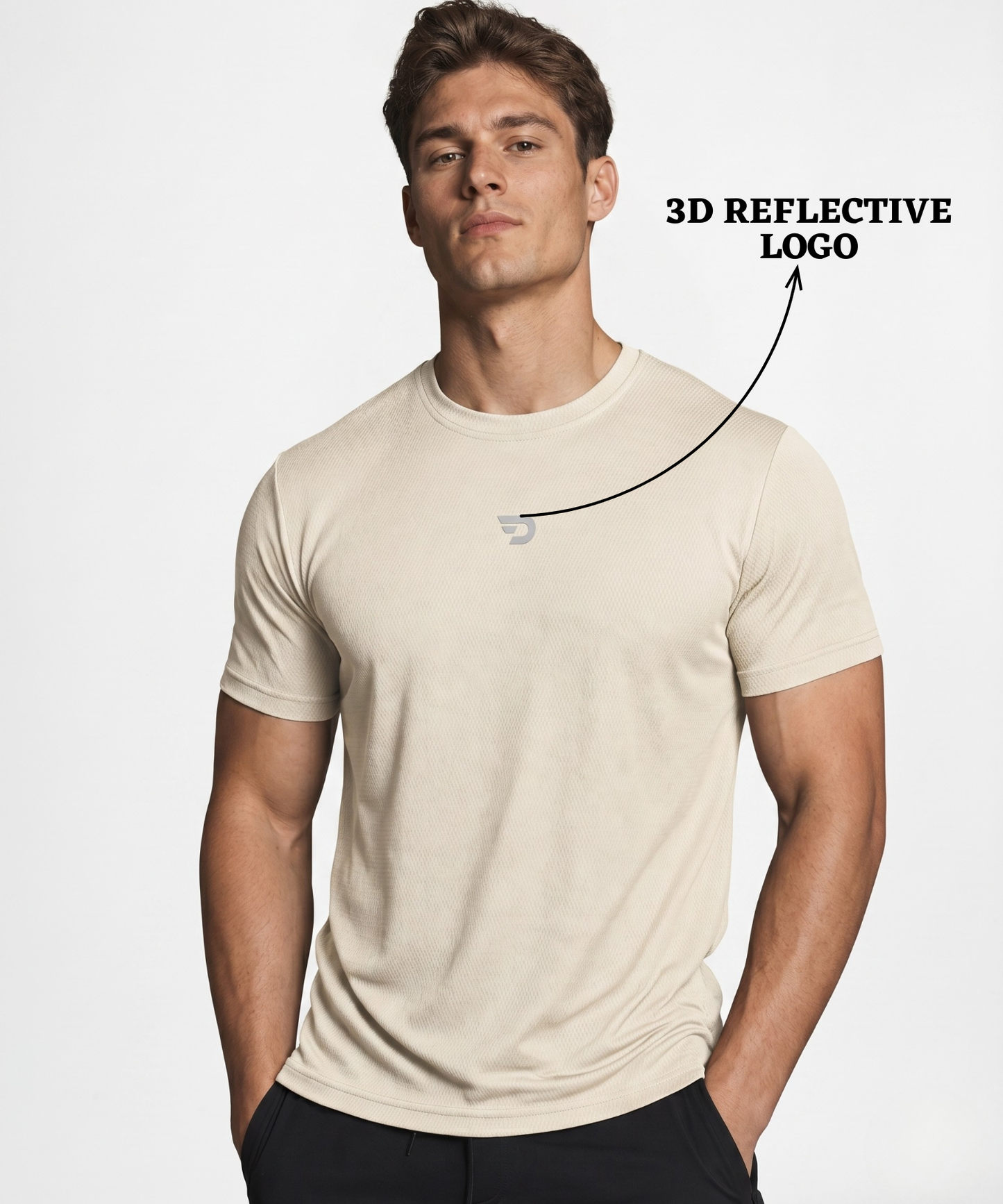 Men’s Imported Mesh Jacquard Lycra Activewear Regular Fit  T-Shirt