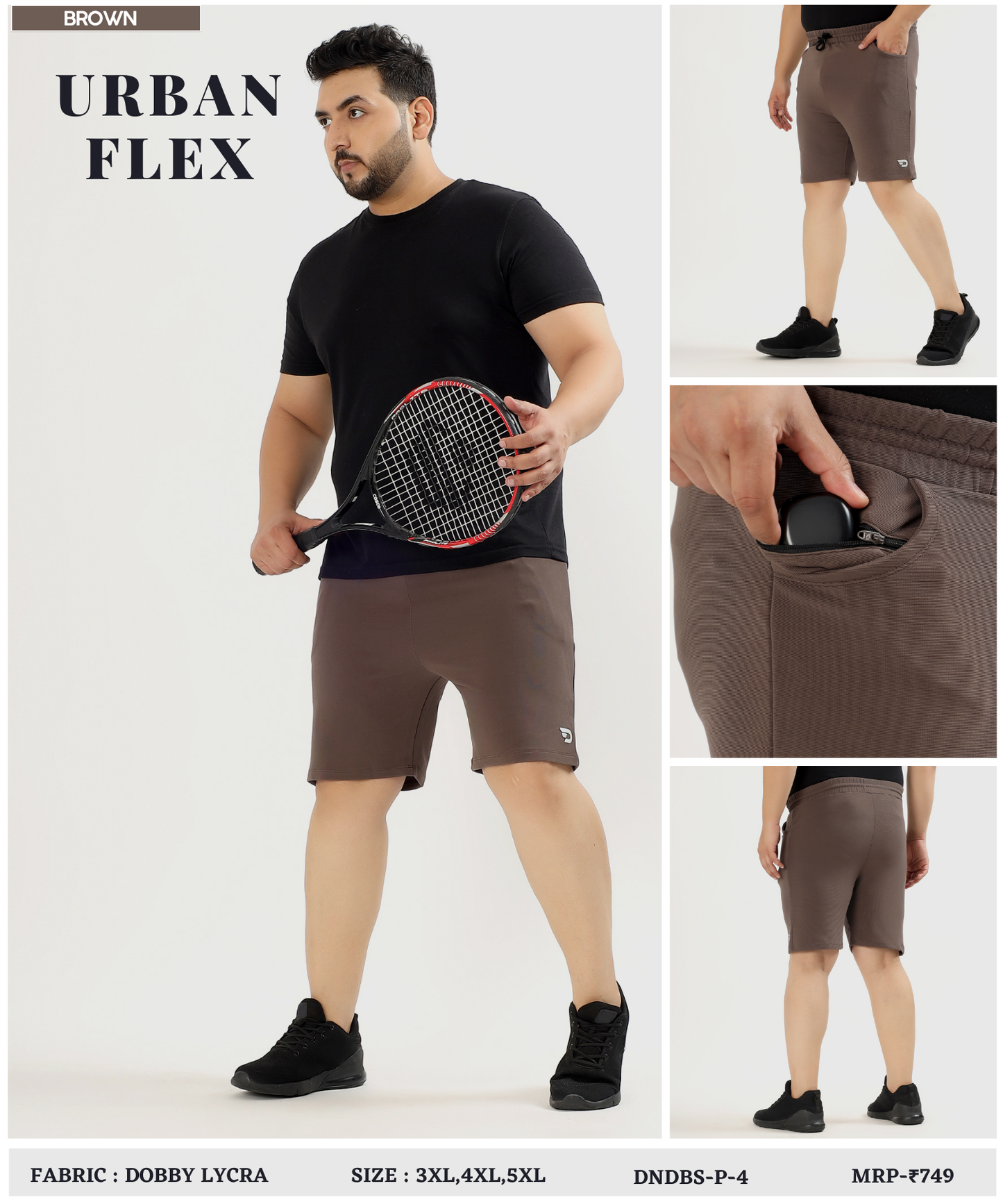 Hybrid Fit Shorts  Plus Size - Imported Dobby Lycra |GSM 250