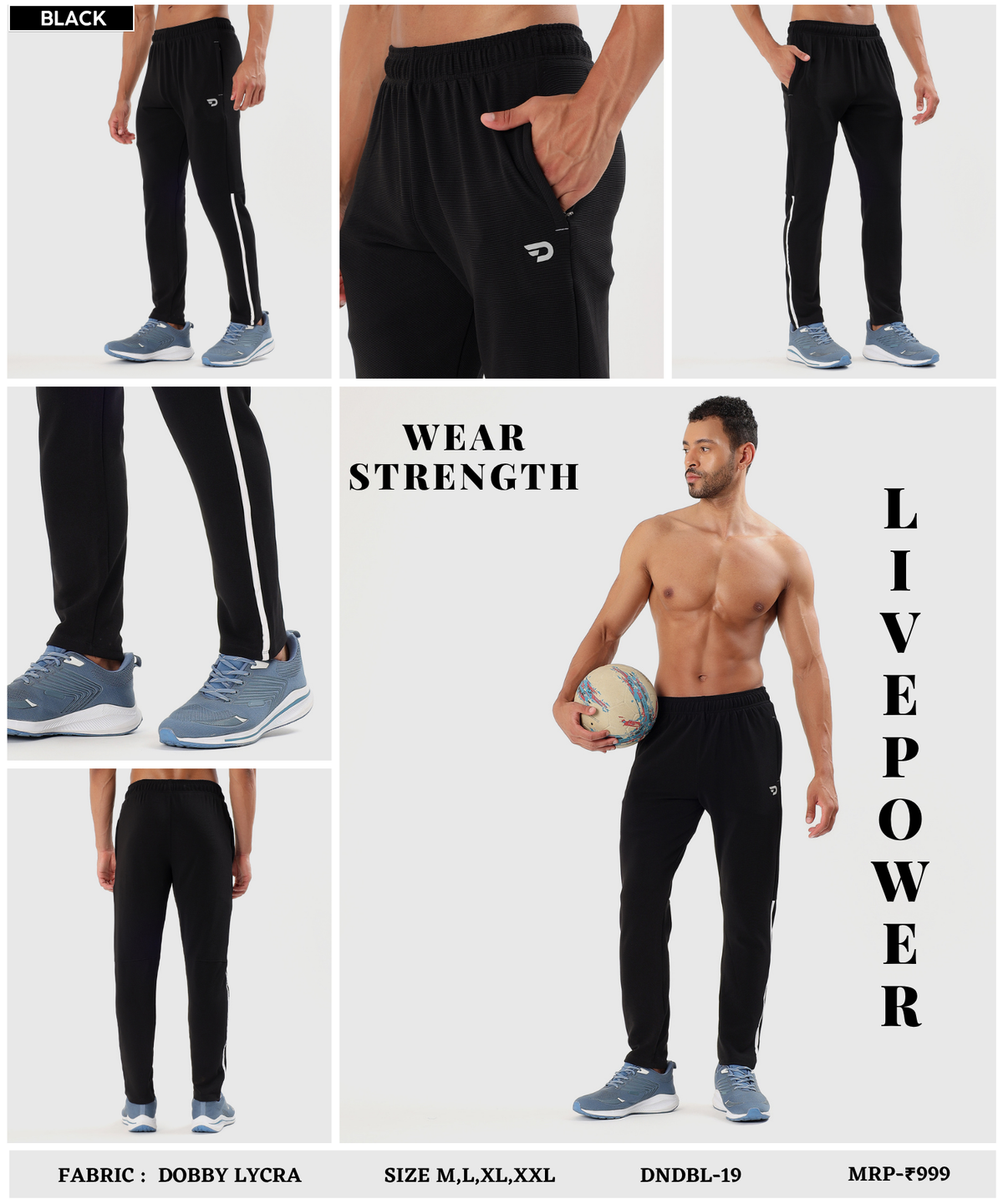 Stripe Trackpant  - Imported Dobby Lycra | GSM 280 | Ankle Fit