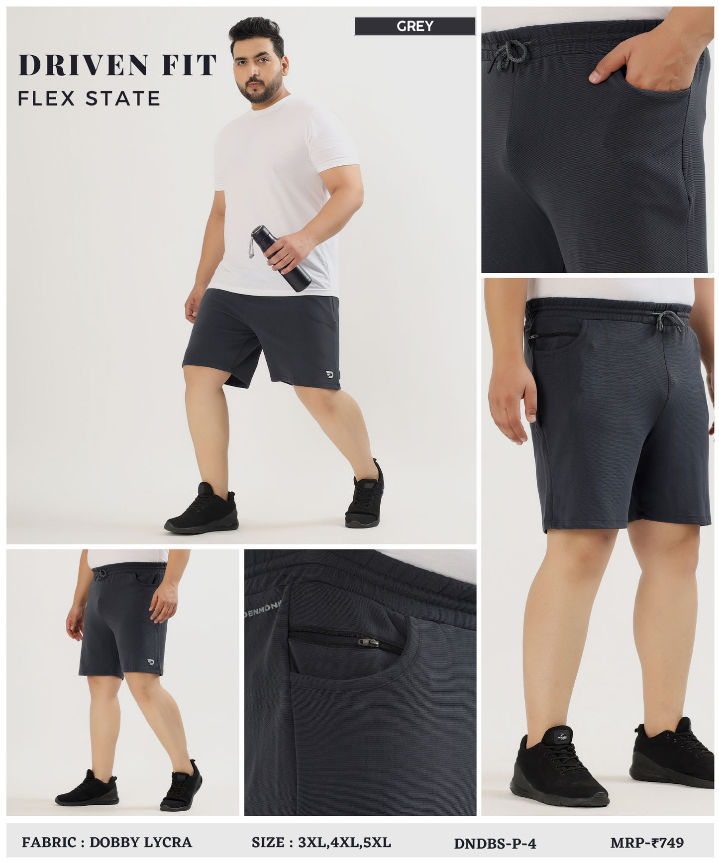 Hybrid Fit Shorts  Plus Size - Imported Dobby Lycra |GSM 250