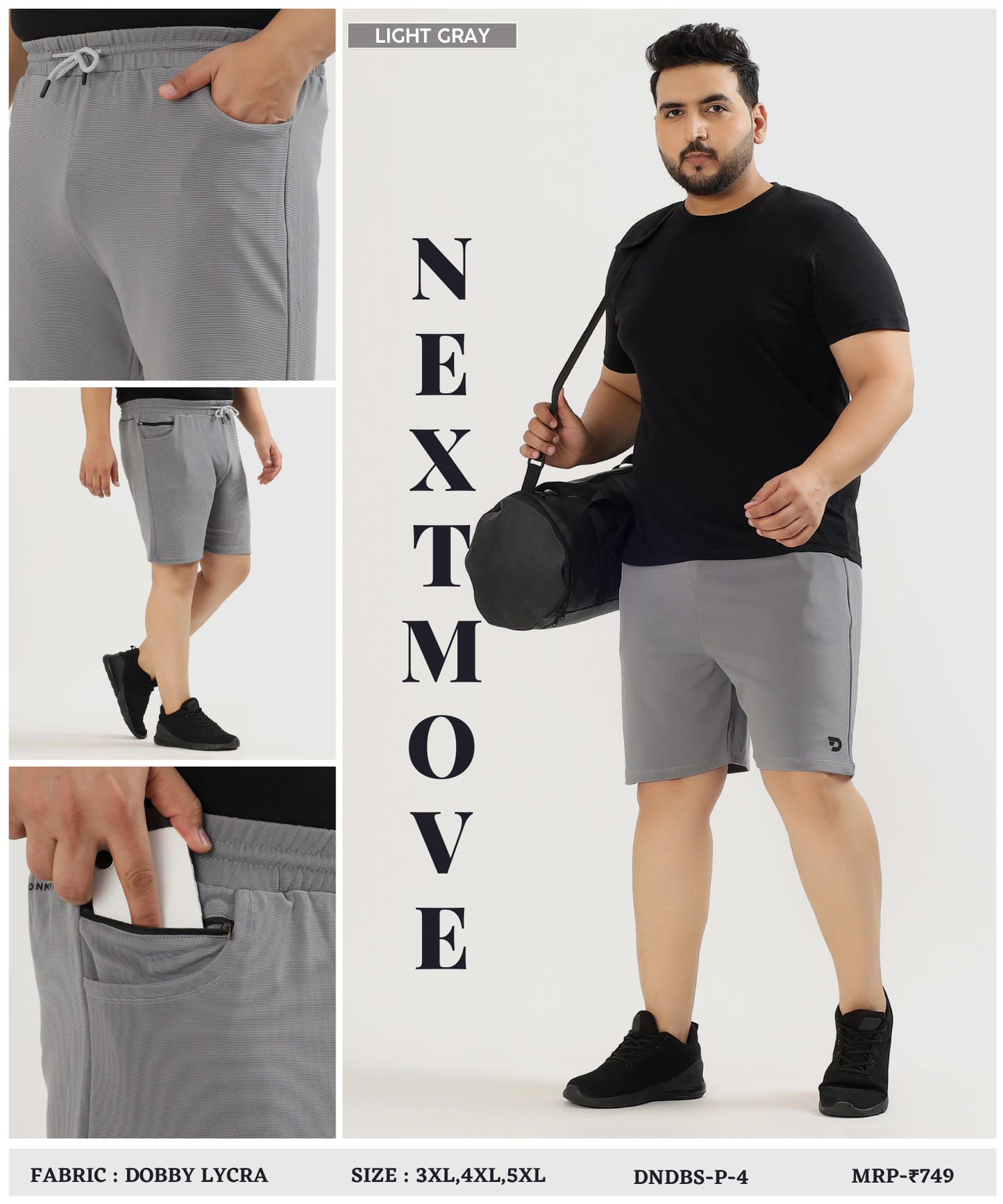 Hybrid Fit Shorts  Plus Size - Imported Dobby Lycra |GSM 250