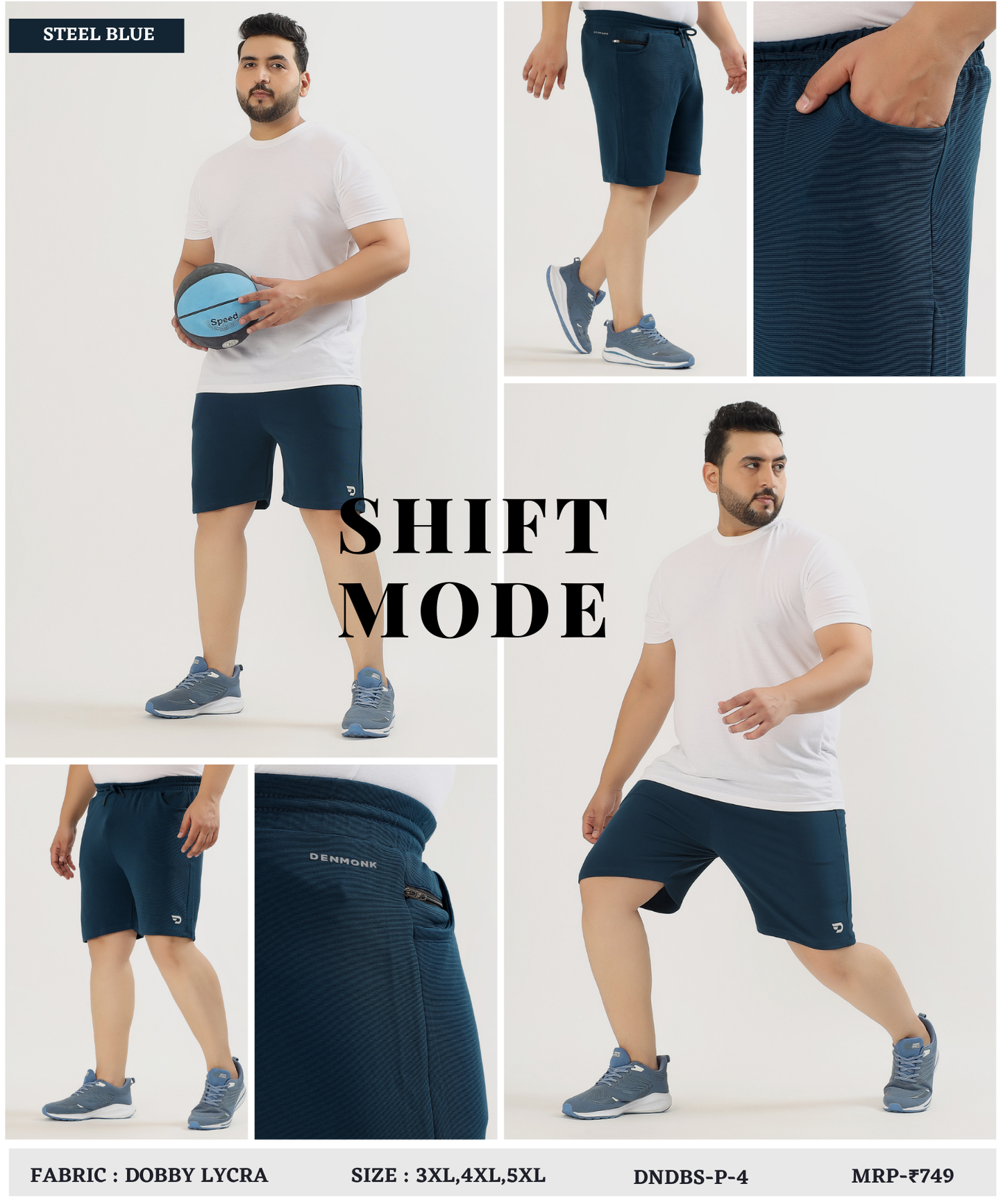 Hybrid Fit Shorts  Plus Size - Imported Dobby Lycra |GSM 250
