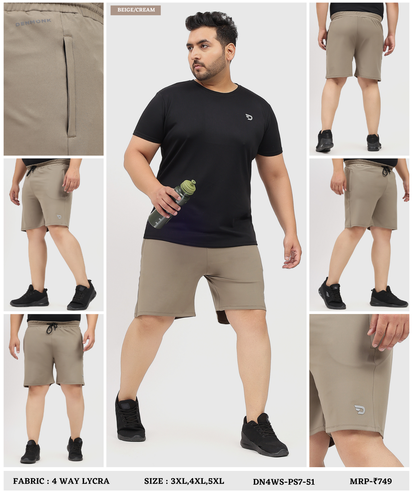 Imported 4way Taiwan Lycra Plus Size Shorts (GSM 250)