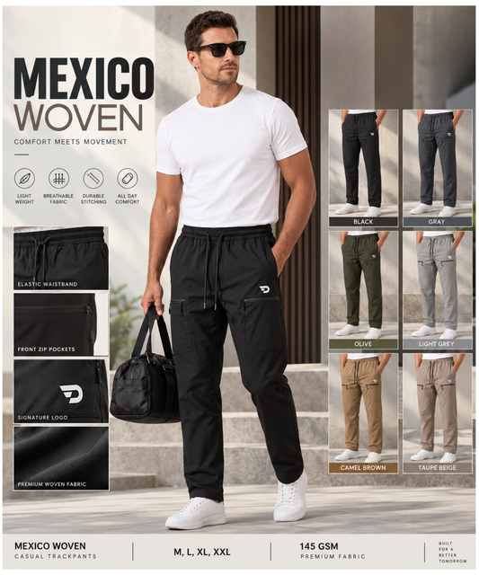 Denmonk Men's Imported Maxico Woven Lightweight Track Pants | 145 GSM | Comfort Fit | Front Zipper Pockets