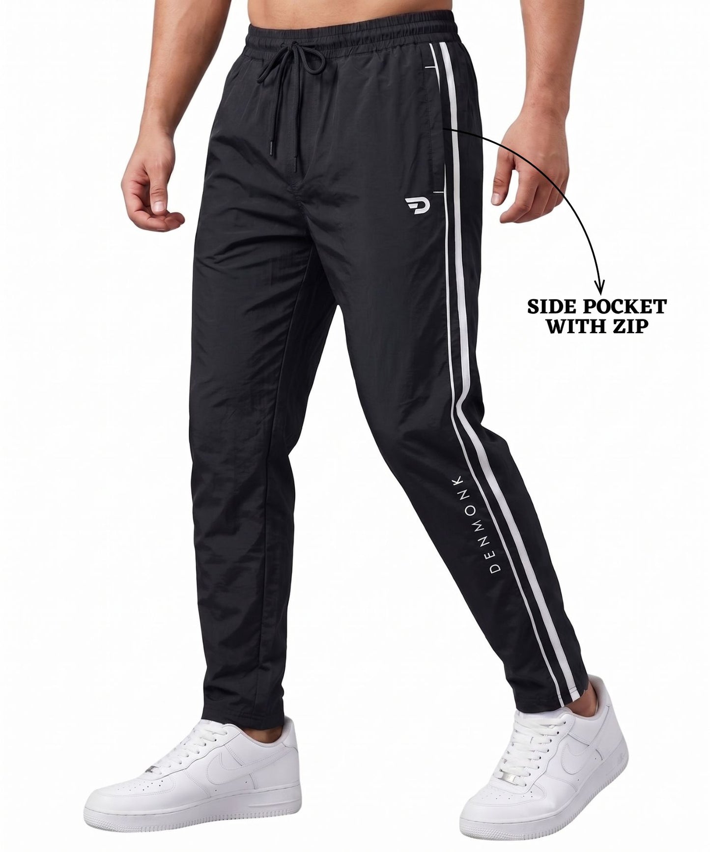 Men’s Imported Nylon Crush Lycra Track Pant with Stylish Double Side Piping