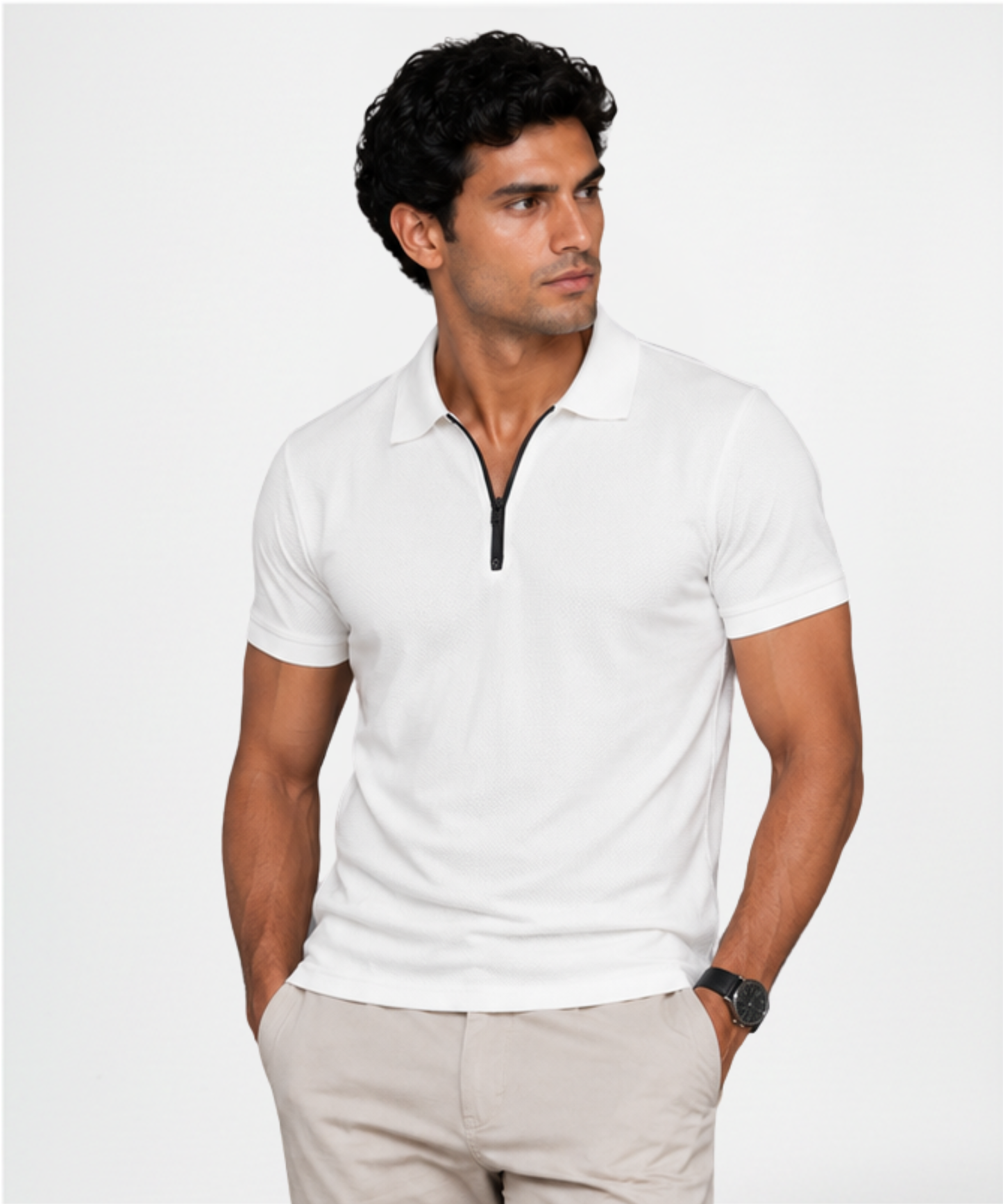 Men's Premium Textured Oval Jacquard Polo T-Shirt 200 gsm – Modern Knit Finish