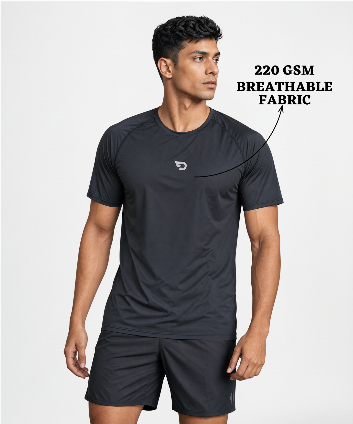 Imported Nylon Lycra Reglan Sleeves T-Shirt (180 GSM) | Regular Fit | 6-Thread Stitching | Half Sleeve